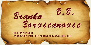Branko Borvičanović vizit kartica